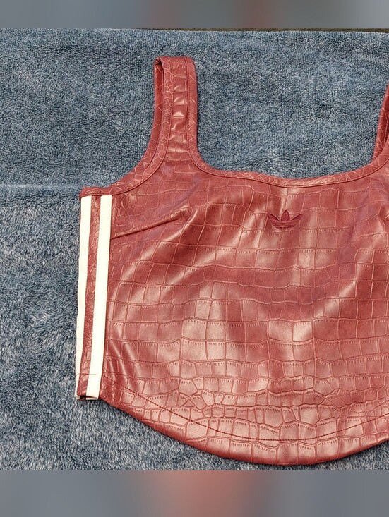 adidas Other - adidas Burgundy Croc-Texture Zip Pouch with Gold Logo . Pleather Corset .